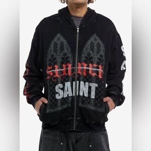 Sinner Saint Cathedral Dark Wash Hoodie NWT Size L‎